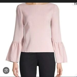 Tibi Bell Sleeve Bateau Neck Blouse